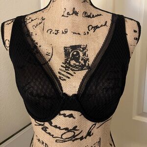 Victoria's Secret VS unlined Demi black lace sheer bra 34D